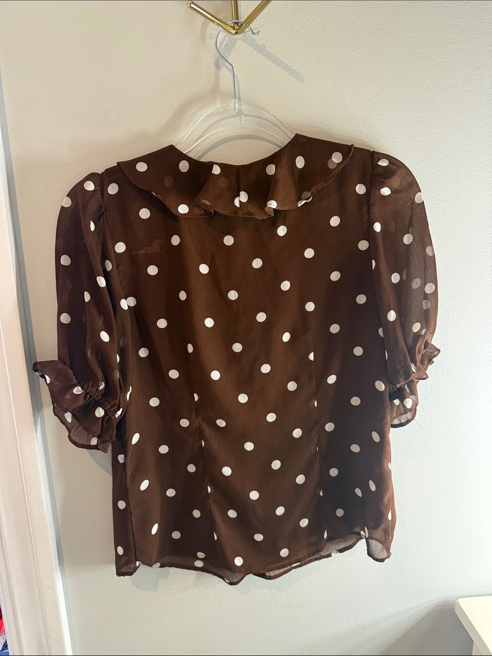 cupcakes & cashmere Brown Polka Dot Ruffle Blouse - Picture 3 of 3